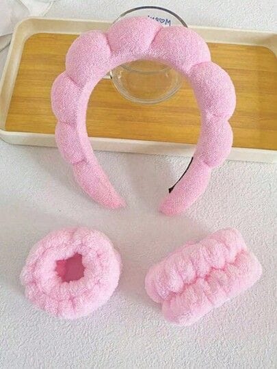 Fluffy Skincare Headband & Wristband Set