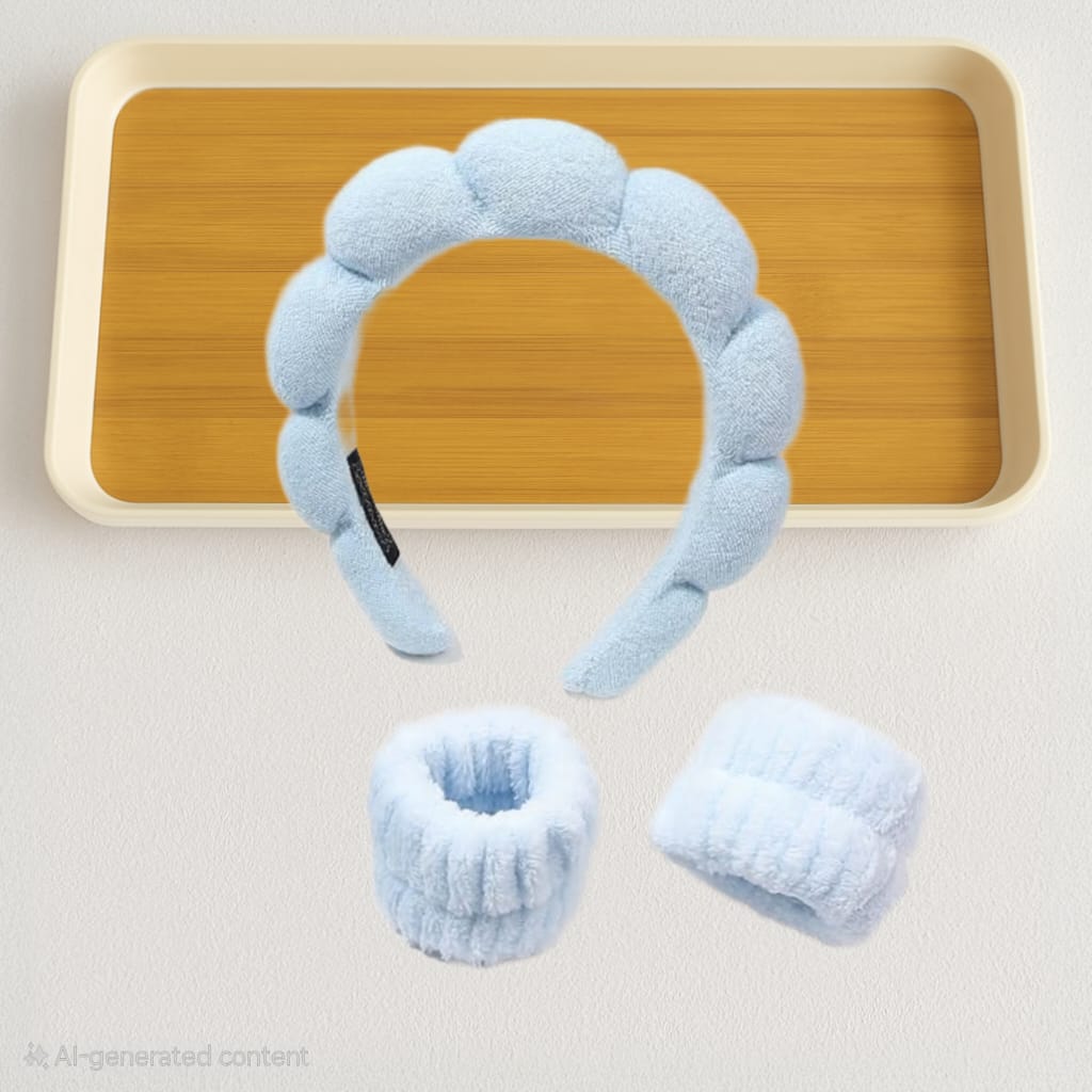 Fluffy Skincare Headband & Wristband Set
